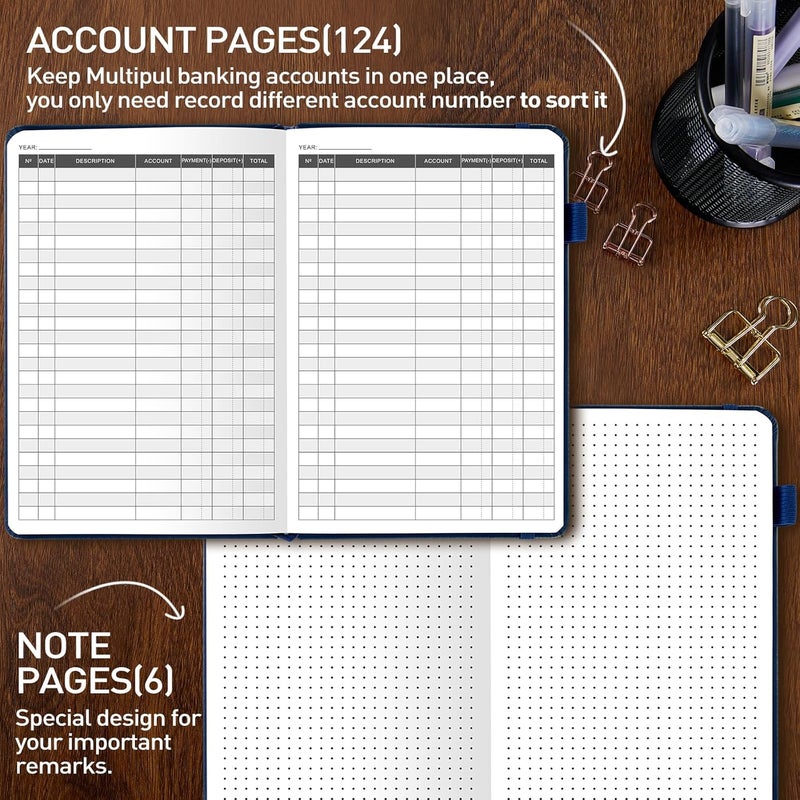 JUBTIC Accounting Ledger Book – Accounting Log for Small Businesses & Personal Use – Bookkeeping Record Book Columnar Journal for Tracking Expenses, Deposits & Balance – Medium, Navy Blue - Image 2